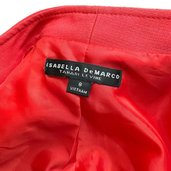 Isabella De Marco Womens Open Blazer Size 8 Coral Mid Length Lined - Picture 11 of 14